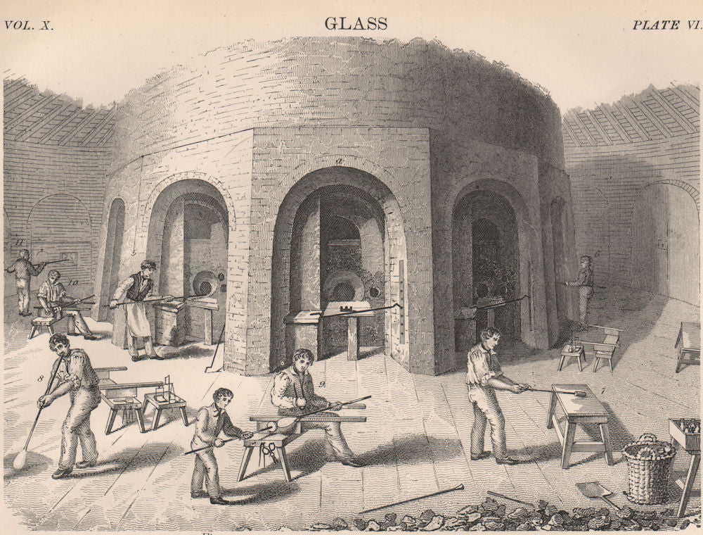 GLASS MANUFACTURING. 1. Flint-Glass Manufactory 1898 old antique print picture